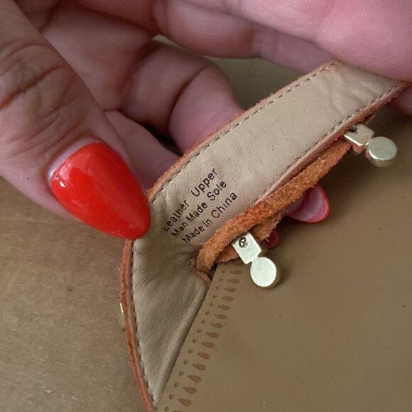 Joes Jeans Orange Leather Strappy Slip On Sandals - Picture 6 of 8